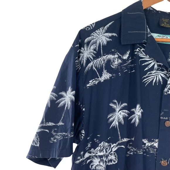 High Surf 100% Cotton Short Sleeve Button Down Hawaiian Shirt in Blue & White XL - Picture 7 of 9